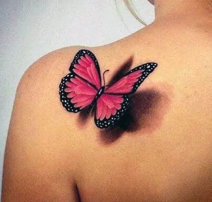 Tatuaż 3d motyl różowy