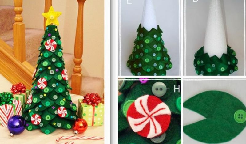 Filcowa choinka i guziki zrób to sama