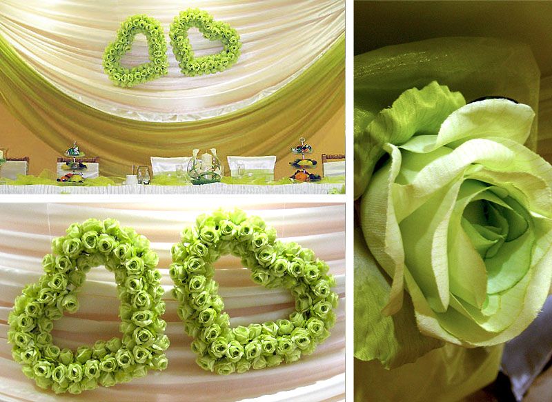 Ślubna dekoracja zielone serca