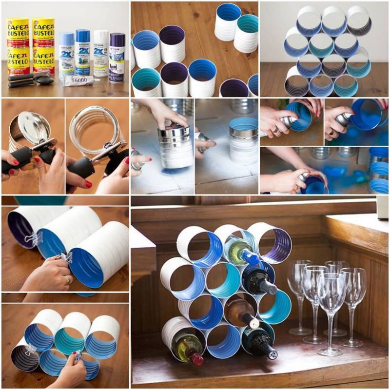 Stojak na wino z puszek